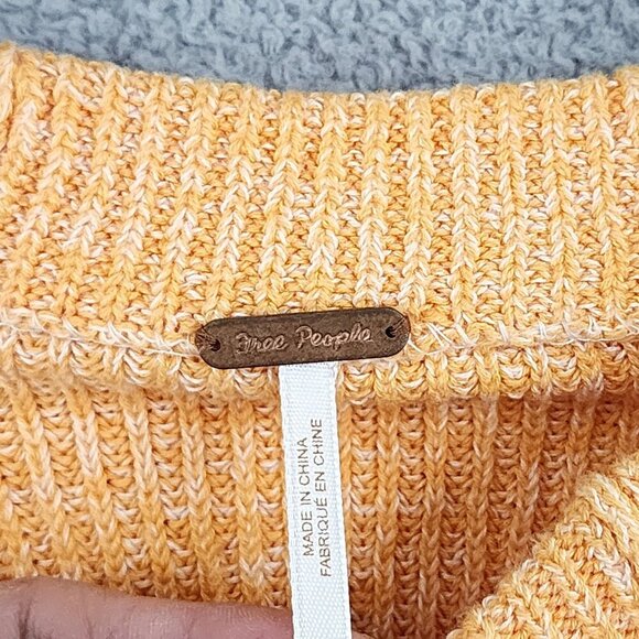 Free People Womens Ribbed Knit Sweater XS Orange Mock neck Pullover 28CT - Picture 4 of 8